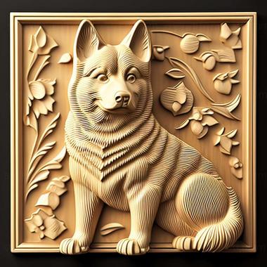 3D model Akita Inu dog (STL)